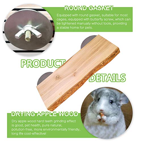 Chinchilla Wood Ledge 2Pcs Natural Wooden Shelf Standing Platform Chew Toys for Hamster Rat Guinea Pig Mouse Bird 2.6" x 5.9"