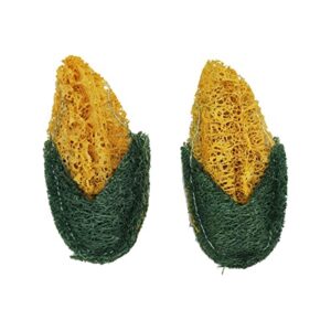 lanermoon chew toy for teeth,natural loofah with corn shape,2 pack pet toys for rabbits,hamsters,guinea pigs,parrots and other small animals