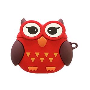 bontoujour case for airpods pro/3, cute funny creative big eyes red night owl earphone case, soft silicone earphone charging case cover protective skin for airpods pro/3 +hook