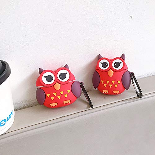 BONTOUJOUR Case for AirPods Pro/3, Cute Funny Creative Big Eyes Red Night Owl Earphone Case, Soft Silicone Earphone Charging Case Cover Protective Skin for AirPods Pro/3 +Hook