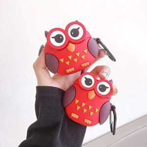 BONTOUJOUR Case for AirPods Pro/3, Cute Funny Creative Big Eyes Red Night Owl Earphone Case, Soft Silicone Earphone Charging Case Cover Protective Skin for AirPods Pro/3 +Hook