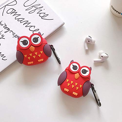 BONTOUJOUR Case for AirPods Pro/3, Cute Funny Creative Big Eyes Red Night Owl Earphone Case, Soft Silicone Earphone Charging Case Cover Protective Skin for AirPods Pro/3 +Hook