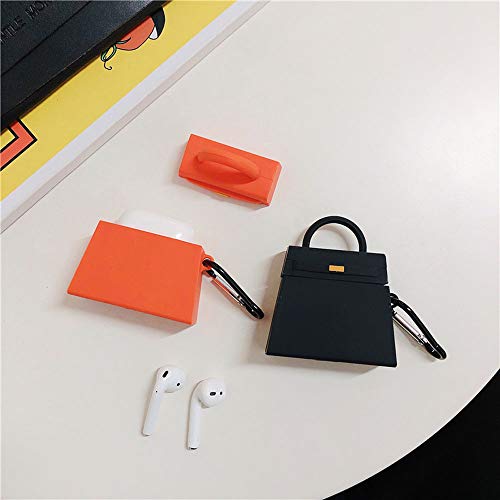 Rertnocnf Compatible with Earbuds Case Airpods 1 & 2, Fashion Hand Bag Design Wireless Earphone Protector Soft Silicone Shockproof Accessories Black