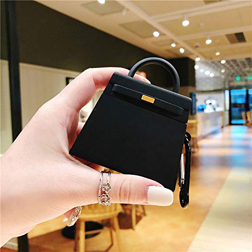 Rertnocnf Compatible with Earbuds Case Airpods 1 & 2, Fashion Hand Bag Design Wireless Earphone Protector Soft Silicone Shockproof Accessories Black