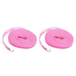 Bnineteenteam 2pcs Clothesline,Clothes Drying Rope Windproof Travel Clothesline for Indoor Outdoor Laundry Clothesline for Camping Travel & Home Use (2pcs-Pink)