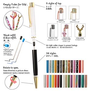 FUNSHOWCASE Floating Liquid Sand Ballpoint Pens Set 40-kit 30 Empty Tube Glitter Pen with 10 Replaced Black and Blue Refills