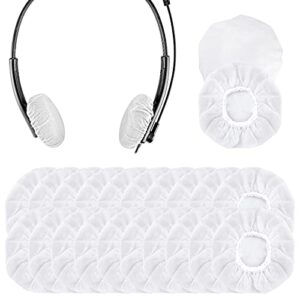 geekria 100 pairs disposable headphones ear cover for small call center headset earcup, stretchable sanitary ear pads cover, hygienic ear cushion protector (xs/white)