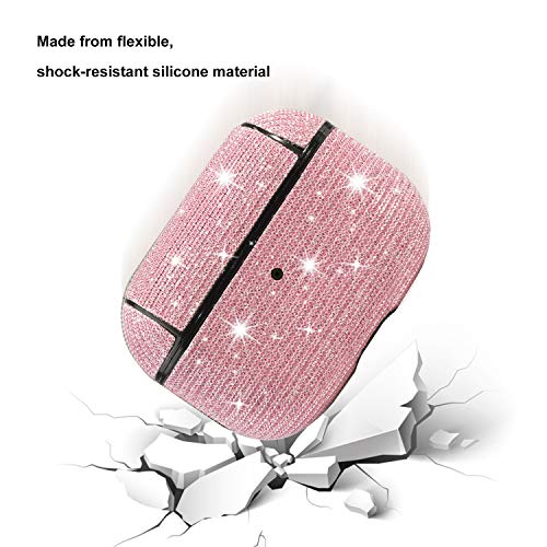 HIDAHE AirPods Pro Case, Case for AirPods Pro, Airpods Pro Case Glitter, Airpods Pro Accessories, Bling Glitter AirPods Pro Case Cute for Girls Kids Protective Case for AirPods Pro Charging Case, Pink