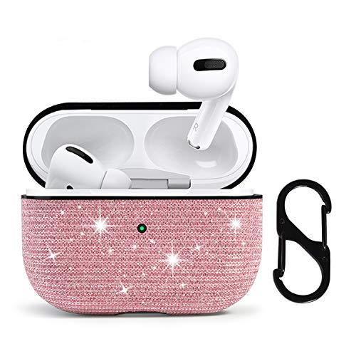 HIDAHE AirPods Pro Case, Case for AirPods Pro, Airpods Pro Case Glitter, Airpods Pro Accessories, Bling Glitter AirPods Pro Case Cute for Girls Kids Protective Case for AirPods Pro Charging Case, Pink