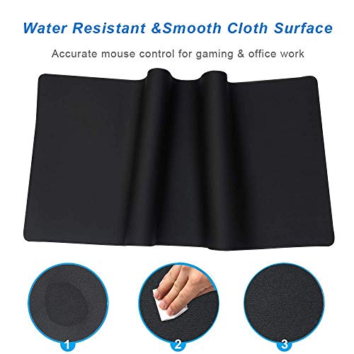 YEBMoo Extra Large Gaming Mouse Pads/Extended Protective Office Desk Mouse Mat Non-Slip Professional Precision Tracking Surface (35.4" x 15.7") for PC Computer Laptop (90x40Black001)