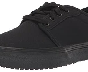 Shoes for Crews Merlin, Men's, Women's, Unisex Slip Resistant Food Service Work Sneakers, Canvas, Black, Men's Size 13/ Women's Size 14.5