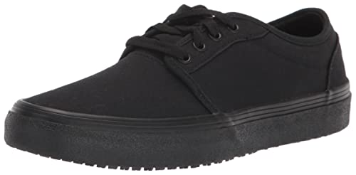 Shoes for Crews Merlin, Men's, Women's, Unisex Slip Resistant Food Service Work Sneakers, Canvas, Black, Men's Size 13/ Women's Size 14.5