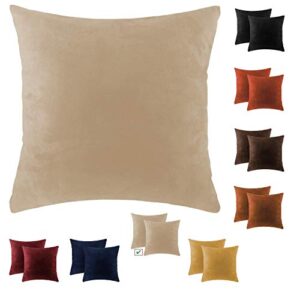 precioushome set of 2 cream throw pillows - faux suede decorative throw pillow covers, beige throw pillow, beige pillow covers, throw pillows for couch, decorative pillows 18x18 inches