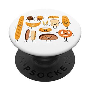 bagel croissant muffin kawaii cute bread lover gift popsockets popgrip: swappable grip for phones & tablets