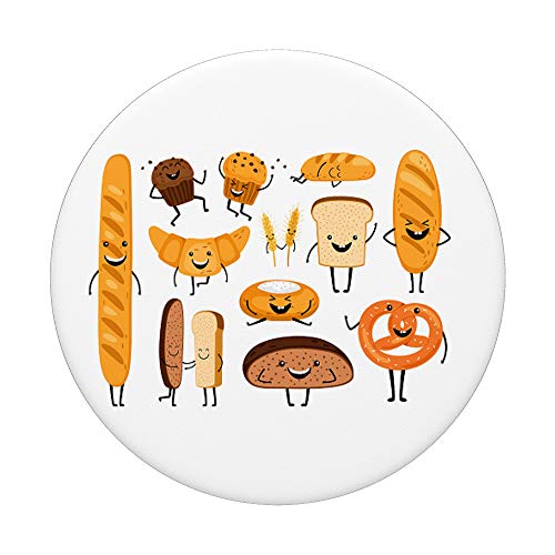 Bagel Croissant Muffin Kawaii Cute Bread Lover Gift PopSockets PopGrip: Swappable Grip for Phones & Tablets