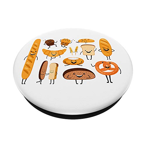 Bagel Croissant Muffin Kawaii Cute Bread Lover Gift PopSockets PopGrip: Swappable Grip for Phones & Tablets