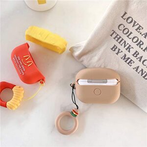 BONTOUJOUR AirPods Pro Case, Creative Fun Food Potato Chips Hamburger Shape Matte Surface TPU Silicone Cover Protective Skin for Apple AirPods Pro +Ring Lanyard -Hamburger