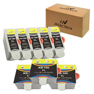 intactech compatible kodak 10xl 10b 10c combo ink cartridges work for kodak esp 3 7 9 3250 5250 9250 office 6150 easyshare 5100 5300 5500 hero 7.1 9.1 6.1 printer (5 black, 3 color)