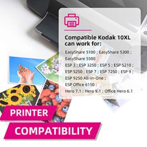 Intactech Compatible Kodak 10XL 10B 10C Combo Ink Cartridges Work for Kodak ESP 3 7 9 3250 5250 9250 Office 6150 EASYSHARE 5100 5300 5500 Hero 7.1 9.1 6.1 Printer (5 Black, 3 Color)