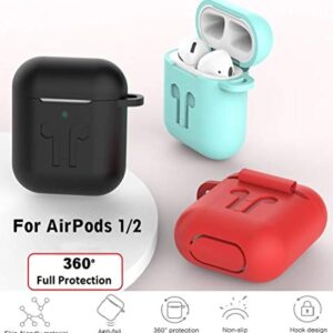 BT-S Airpods Case with Kpop Bangtan Boys Army Bomb Keychain, Protective Premium Silicone Cover Compatible with Apple Airpods (Black)