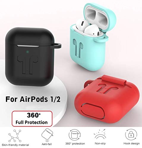 BT-S Airpods Case with Kpop Bangtan Boys Army Bomb Keychain, Protective Premium Silicone Cover Compatible with Apple Airpods (Black)