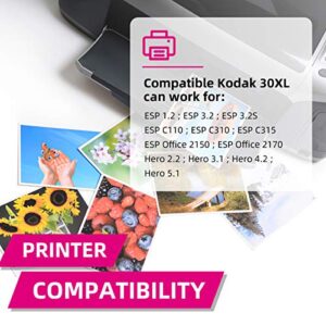 Intactech 30XL Compatible Kodak 30 Ink Cartridges K30XL 30B 30C Black Color Ink Combo Pack for Kodak ESP 3.2 C110 C310 C315 Office 2150 2170 Hero 3.1 5.1 Series Printer (3 Black, 2 Color)