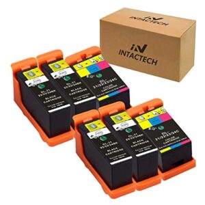 intactech compatible dell series 21, series 22, series 23, series 24 ink cartridges 6-pack (4 y498d / 2 y499d) work for dell v313, v313w, v515w, v715w, p513w, p713w printer