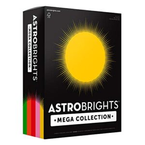 astrobrights mega collection colored paper, 8 ½ x 11, 24 lb/89 gsm, “retro” 5-color assortment, 625 ct. (91685)"amazon exclusive" - more sheets! , assorted