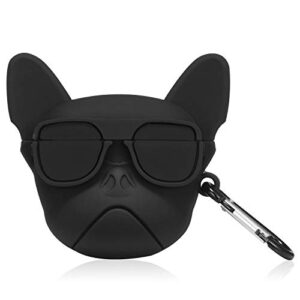 Joyleop(Black Cool Dog) for Airpods Pro 2019/Pro 2 Gen 2022 Case Cover, 3D Cute Cartoon Funny Fun Cool Stylish Animal, Silicone Air pods Character Skin Keychain Accessories Kits for Airpod Pro 2019