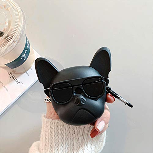 Joyleop(Black Cool Dog) for Airpods Pro 2019/Pro 2 Gen 2022 Case Cover, 3D Cute Cartoon Funny Fun Cool Stylish Animal, Silicone Air pods Character Skin Keychain Accessories Kits for Airpod Pro 2019