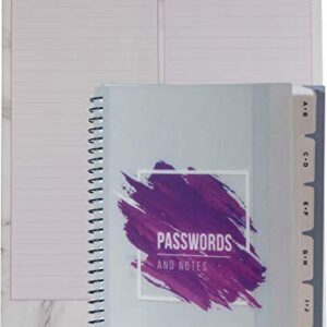 RE-FOCUS THE CREATIVE OFFICE, Password Book Keeper, Small, Mini, Purple, Alphabetical Tabs, Spiral Bound, Removable Sheets, Journal Organizer, Includes Website, Address, Username, Password