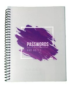 re-focus the creative office, password book keeper, small, mini, purple, alphabetical tabs, spiral bound, removable sheets, journal organizer, includes website, address, username, password