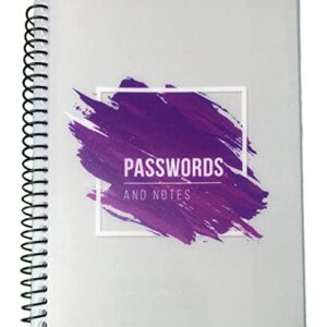 RE-FOCUS THE CREATIVE OFFICE, Password Book Keeper, Small, Mini, Purple, Alphabetical Tabs, Spiral Bound, Removable Sheets, Journal Organizer, Includes Website, Address, Username, Password