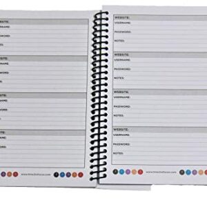 RE-FOCUS THE CREATIVE OFFICE, Password Book Keeper, Small, Mini, Purple, Alphabetical Tabs, Spiral Bound, Removable Sheets, Journal Organizer, Includes Website, Address, Username, Password