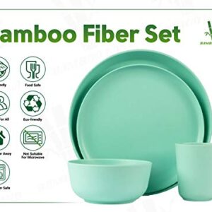 Bamboo Land- Bamboo Fiber Dinnerware Set, Set for 2 Person (8 Pcs), Khaki, Dishwasher Safe Kitchen Plates and Bowls Sets Dish Set, Kitchen Dishes Set, Dishware Sets, Dinner Plate Set, Dinnerware Sets