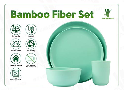 Bamboo Land- Bamboo Fiber Dinnerware Set, Set for 2 Person (8 Pcs), Khaki, Dishwasher Safe Kitchen Plates and Bowls Sets Dish Set, Kitchen Dishes Set, Dishware Sets, Dinner Plate Set, Dinnerware Sets