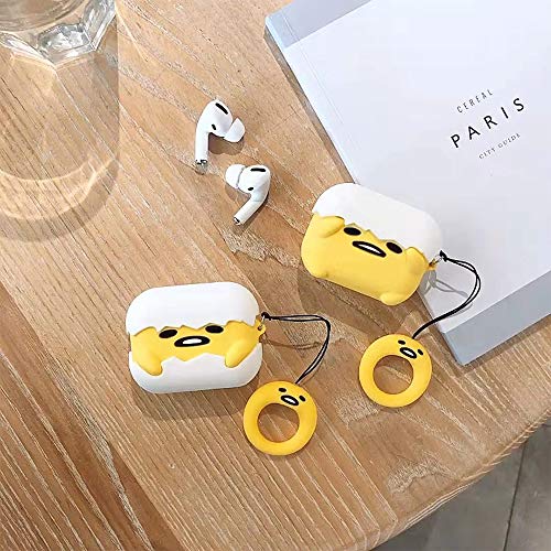 AirPods Pro Case(2019),Airpods Pro Accessories,Airpods Pro Skin,TXGOT 3D Cute Cartoon Funny Cool Kits Character Design Skin Fashion Silicone Case Cover for Apple Pro Charging Case (Lazy Egg)