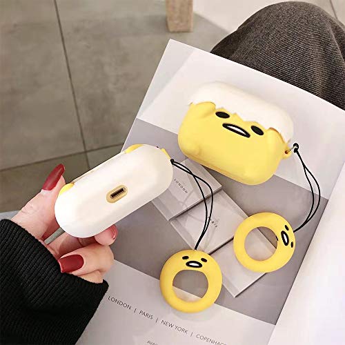 AirPods Pro Case(2019),Airpods Pro Accessories,Airpods Pro Skin,TXGOT 3D Cute Cartoon Funny Cool Kits Character Design Skin Fashion Silicone Case Cover for Apple Pro Charging Case (Lazy Egg)