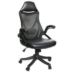 ergonomic home office desk chair – computer mesh adjustable task swivel tilt tension armless cushion mid-fiber mesh lumbar support (black d03(2))