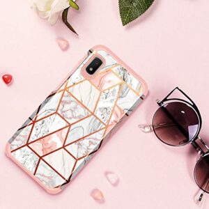 Fingic Samsung Galaxy A10E Case, Galaxy A10e Case Rose Gold Marble Design Shiny Glitter Bumper Hybrid Hard PC Soft Rubber Silicone Cover Anti-Scratch Shockproof Protective Case for Samsung A10e 5.8"