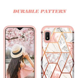 Fingic Samsung Galaxy A10E Case, Galaxy A10e Case Rose Gold Marble Design Shiny Glitter Bumper Hybrid Hard PC Soft Rubber Silicone Cover Anti-Scratch Shockproof Protective Case for Samsung A10e 5.8"