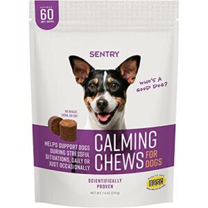 sentry pet care sentry calming chews for dogs, calming aid proven to reduce stress and anxiety, pheromones prevent unwanted behaviors including barking, jumping, and separation anxiety, 60 count
