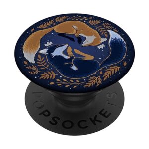 yin and yang foxes art popsockets popgrip: swappable grip for phones & tablets popsockets standard popgrip