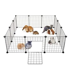 allisandro guinea pig cages small animal playpen, small animal cage for indoor outdoor use, portable metal wire yard fence for guinea pigs, bunny, turtle, hamster, 12 panels (14x14)