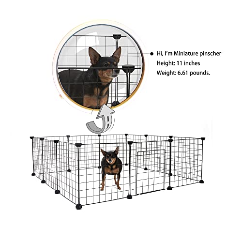 allisandro Guinea Pig Cages Small Animal Playpen, Small Animal Cage for Indoor Outdoor Use, Portable Metal Wire Yard Fence for Guinea Pigs, Bunny, Turtle, Hamster, 12 Panels (14x14)