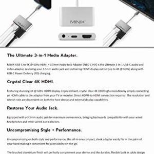 MINIX NEO C-HAGR, USB-C 3.5mm Audio Jack Adapte with to 4K @ 60Hz Display Output, Multi OS Support macOS, iPadOS, Android OS and Windows OS. Space Gray