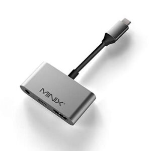 MINIX NEO C-HAGR, USB-C 3.5mm Audio Jack Adapte with to 4K @ 60Hz Display Output, Multi OS Support macOS, iPadOS, Android OS and Windows OS. Space Gray