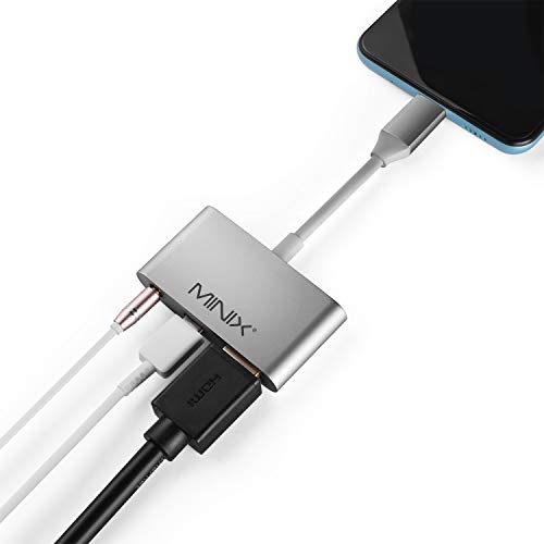 MINIX NEO C-HAGR, USB-C 3.5mm Audio Jack Adapte with to 4K @ 60Hz Display Output, Multi OS Support macOS, iPadOS, Android OS and Windows OS. Space Gray