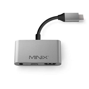 MINIX NEO C-HAGR, USB-C 3.5mm Audio Jack Adapte with to 4K @ 60Hz Display Output, Multi OS Support macOS, iPadOS, Android OS and Windows OS. Space Gray