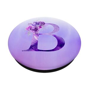 Monogram Initial Letter B purple floral Customized PopSockets PopGrip: Swappable Grip for Phones & Tablets